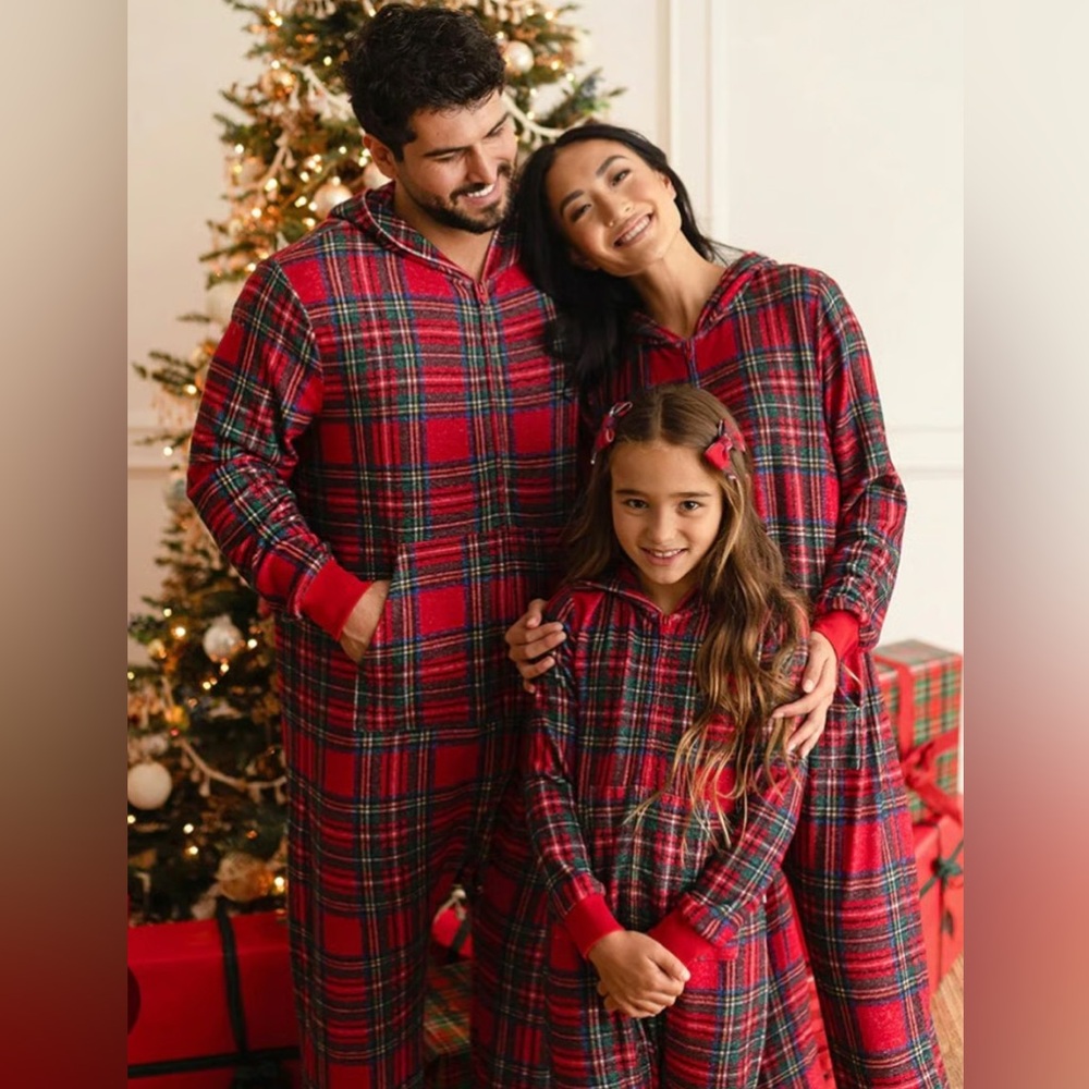 ISO: Posh Peanut Red Tartan Plaid Pacci™ Hooded Jumpsuit in several sizes